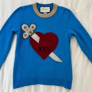Authentic GUCCI Heart & Dagger Cashmere sweater-
Size XS